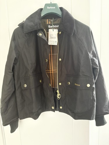 Barbour cropped wax jacket bk - ,