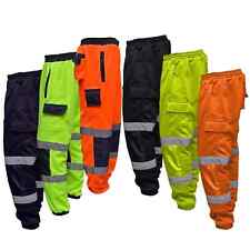 Hi Vis Viz Trousers Fleece Jogging Bottoms Safety Workwear Joggers Sweat Pants