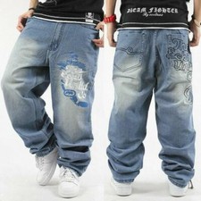 Mens Hip-Hop Jeans Denim Ecko Relaxed Baggy Loose Streetwear HipHop
