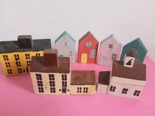 Miniature Wooden Buildings Houses Cottages x 7 Assorted / Vintage Harrods