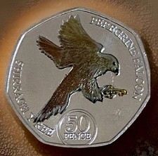 50p Coin Peregrine Falcon 🦅 Unc 2023 Isle Of Man 🇮🇲 King 👑 Charles Gift 🎁