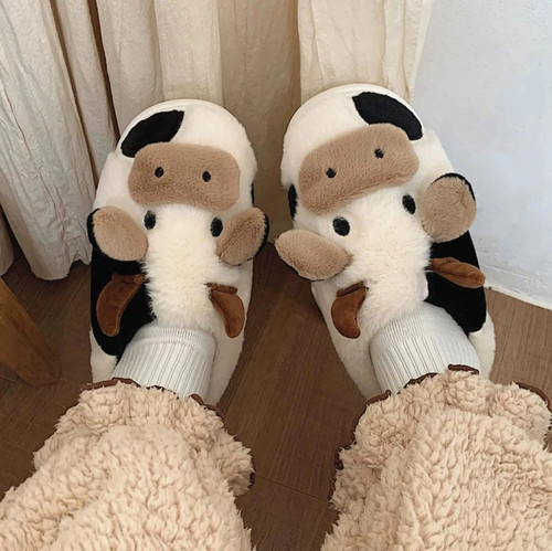 Womens fuzzy cow - fuzzy, slippers