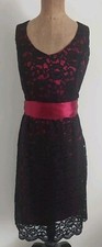 Fabulous Vintage WALLIS 90's Y2K Black Lace & Red Satin Shift Dress Plus Size 18