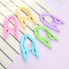 5Pcs Travel Portable Plastic Foldable Clothes Coat Hangers W/ Folding Slotted