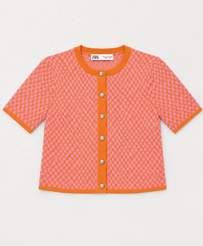 Zara pink orange gingham - orange,