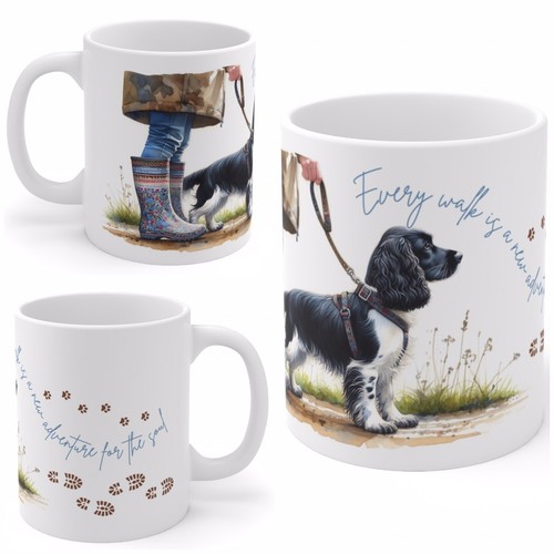 Black white cocker spaniel - &,