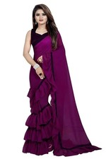 Women's Plain Georgette Ruffle