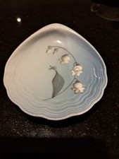 Vintage Bing & Grondahl Shell Shape Butter Pat Dish Lily Of The Valley Denmark