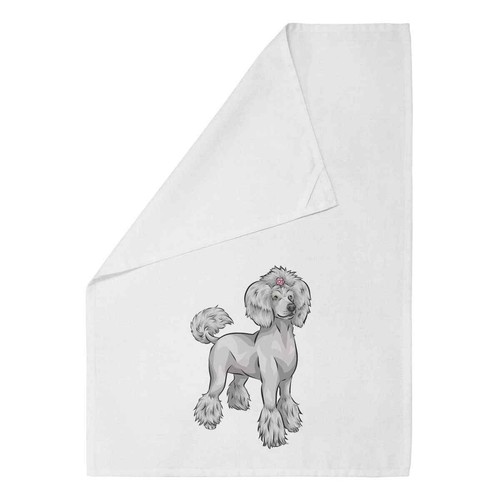 Grey poodle cotton tea towel - cotton,