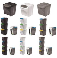 Sorting Waste Bin Recycling Segregation Stackable Lidded Handle  25L