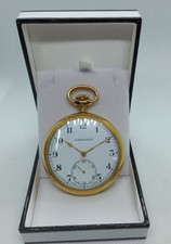 GERRARD gold plated mechanical open face Swiss made pocket watch working