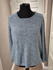 Peter Hahn Blue Multi Cotton Blend Knitted Jumper Uk 20 Autumn Winter