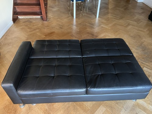 Black faux leather couch - faux,