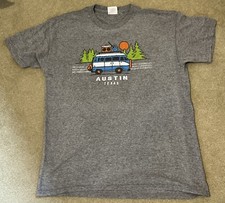 Delta Apparel Austin Texas Boys T-Shirt Grey With Campervan Logo, Age 10-12