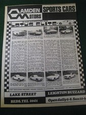 CAMDEN MOTORS SPORTS CARS LOTUS ELITE LEIGHTON BUZZARD 1974 ADVERT A4 FILE 12