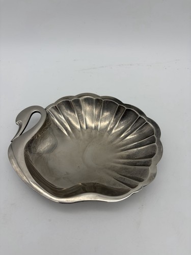 Vtg silver tone swan - swan, candy