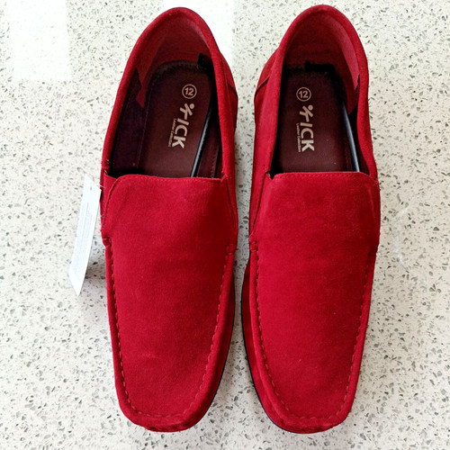 Men red suede driving loafer - driving,