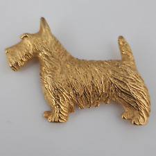 Gold Tone Scottie Dog Brooch Scottish Terrier Textured 5 cm