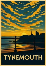 The Tynemouth Priory Art Deco Travel Poster Style Unframed Wall Art