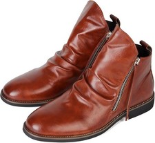 Mens Leather Zippered Chelsea Boots Size 11/46 BNWT