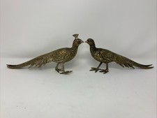 Pewter Metal Pheasant Peacock Pair Ornament Napkin Menu card Holder 24 cm[B1-5-9