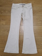 Vintage Reto Y2K Jane Norman Cream Jeans Flares Short Leg 29"UK 12 Low Rise (91)