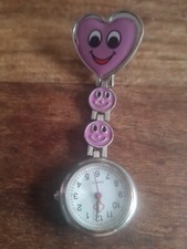 nurses watch clip on Heart Smiley Face Quartz 