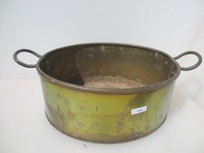 Antique Brass Jam Pan Fish Kettle Trough Tub Vintage Old Handles Pot 13"W