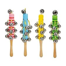JIngle Stick Toy Wooden Solid Hand Held Musical Instrument Ring Bell Rattle x 2