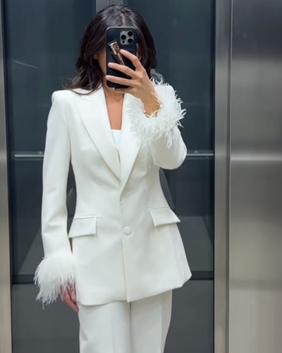 Zara blazer with feather - zara,
