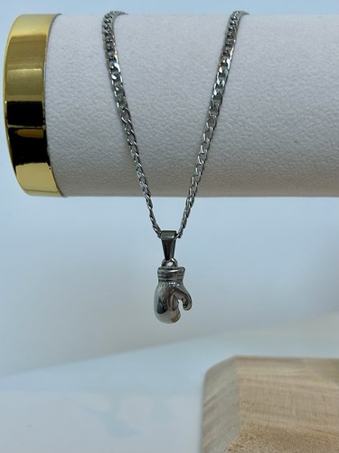 Silver boxing glove pendant - boxing,
