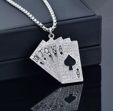 Cool Lucky Punk Club Rock Playing Cards Pendant Chain Necklace Men Women Gifts