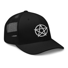 White Witchcraft Woven Pentacle Pagan Trucker Cap Snapback Hat