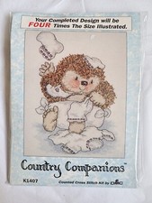 Country Companions cross stitch kit K1407 Sock it to me Baby Hedgehog  20 x 25cm