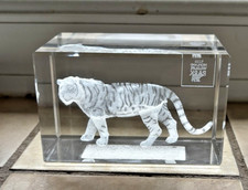 3D Laser Etched Crystal Clear Paperweight - Tiger Highland park