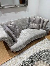 Sofa Silver Crushed Velvet Fabric