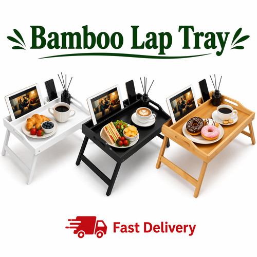 Wooden bamboo bed tray serving - bamboo,