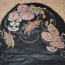 Antique Victorian runner painted and embroidered on satin (moth holes) 112cm