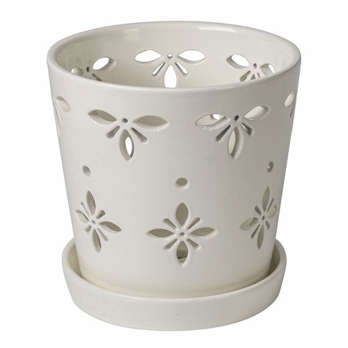 Round ceramic orchid planter - orchid,