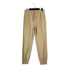 Mango Beige Tan Faux Leather High Rise Drawstring Cuffed Trousers - Size M