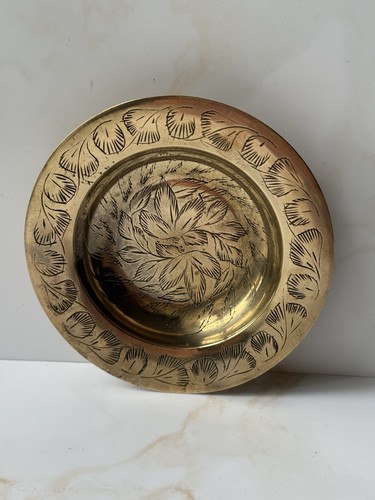 Vintage brass trinket plate - vintage,