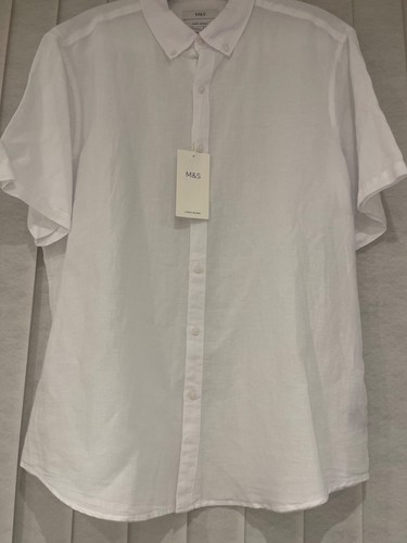 Men white linen blend - m&s, men's