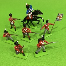Britains Deetail 7x British Napoleonic Waterloo Soldiers (1 Horse, Flag) Made UK