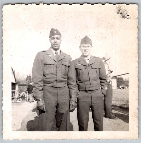 Vtg snapshot two men in - b&w,