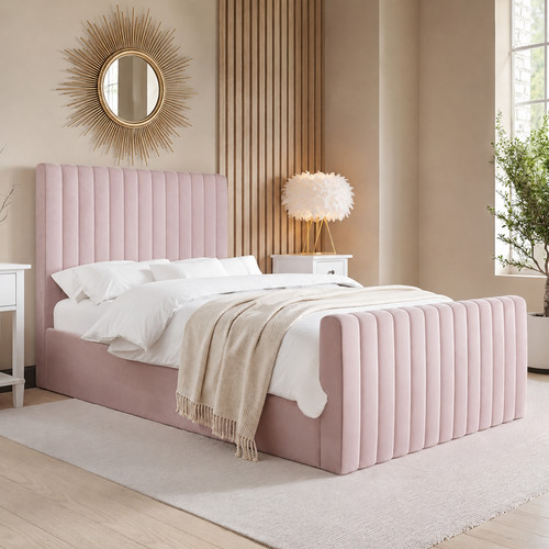 Pink bed double - bed, ottoman