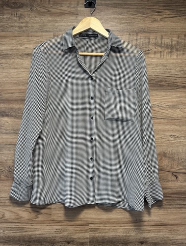 Zara houndstooth sheer blouse - houndstooth,