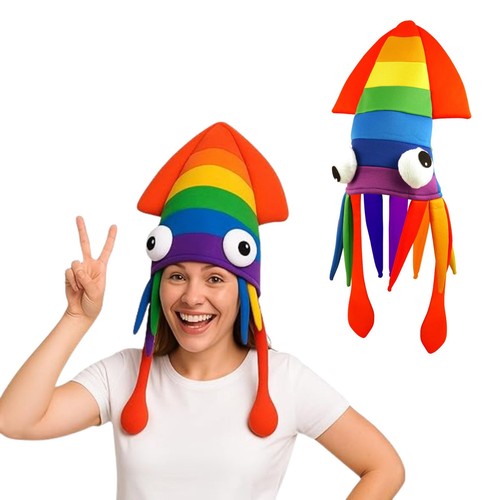 Rainbow squid hat for adults - rainbow,