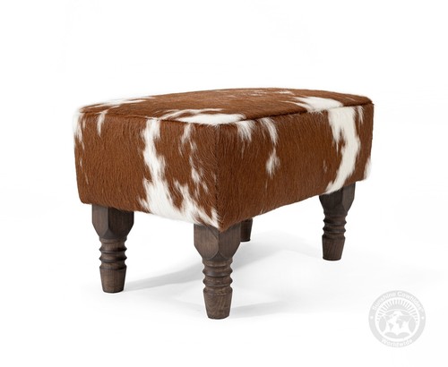 Cowhide footstool ottoman - footstool,
