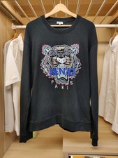 KENZO PARIS 2XL BLACK SWEATER JUMPER BIG TIGER CREW SWEATSHIRT LOGO MENS XXL