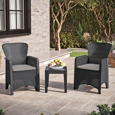 3-Pc Black Rattan Effect 2